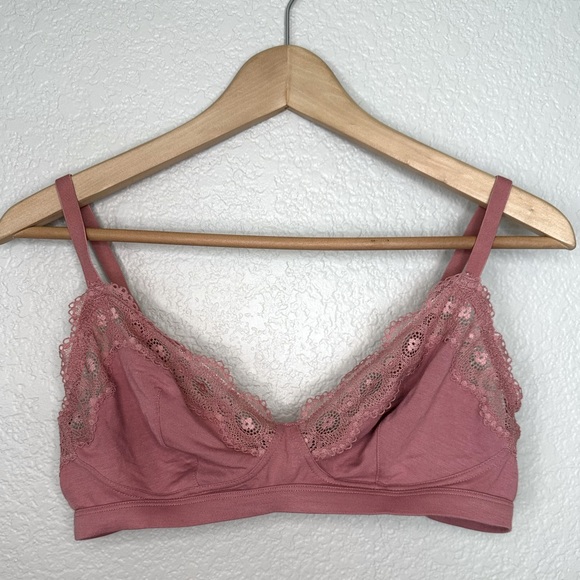 Gilligan & O’Malley Pink Lace Bralette Size Large - Picture 1 of 5